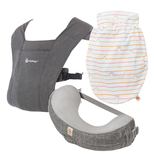 Pack Ergobaby Embrace + Cojín de Lactancia + Arrullo | Portabebés transpirable con soporte para lactancia y sueño