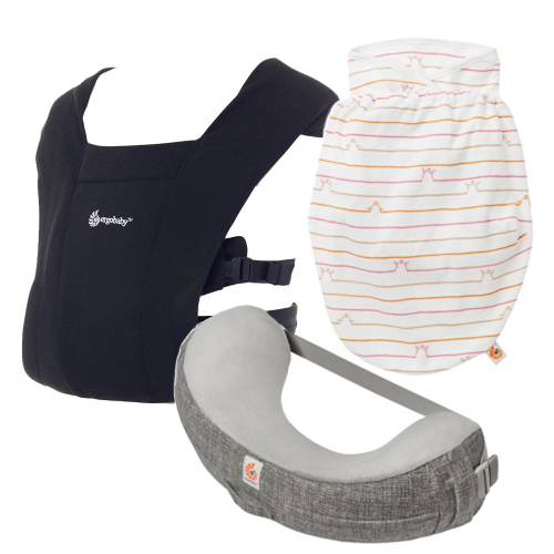 Pack Ergobaby Embrace + Cojín de Lactancia + Arrullo | Portabebés transpirable con soporte para lactancia y sueño