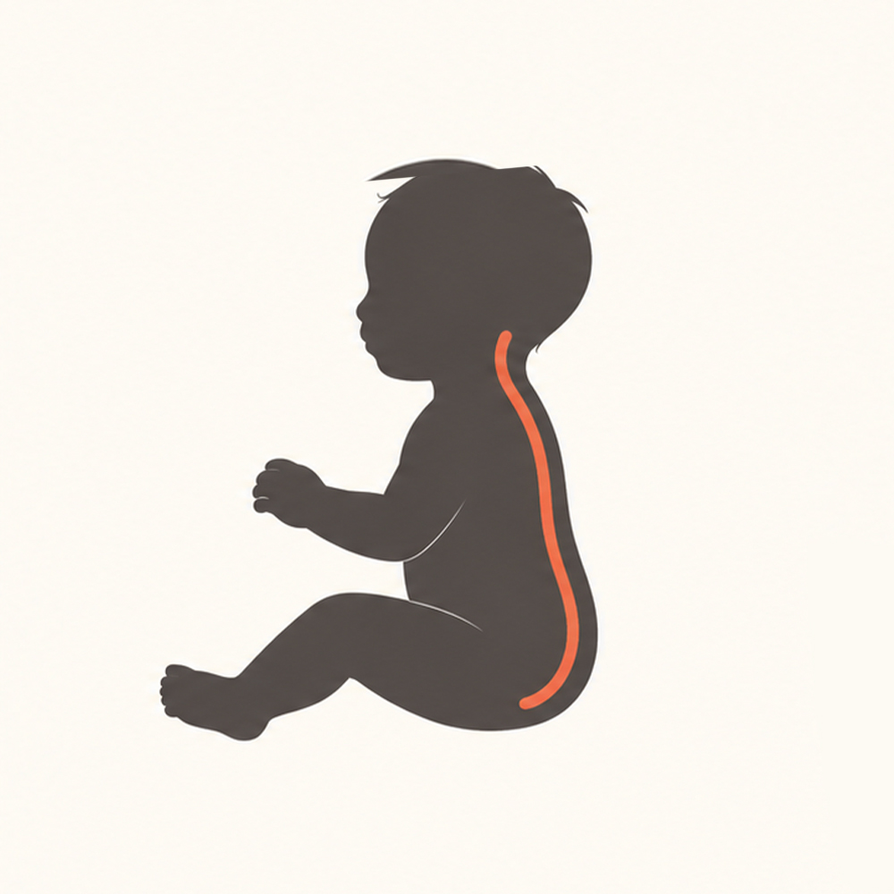 Ilustración de la postura sentada y el desarrollo del control del tronco
